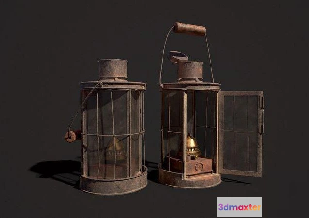 1521404 - PBR Game 3D Models - Trench Oil Lantern Handheld 3D Max
