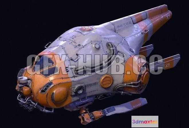 1521440 - PBR Game 3D Models - #gfx-hub.cc#Sci-Fi Deep Dive Submarine 3D Max