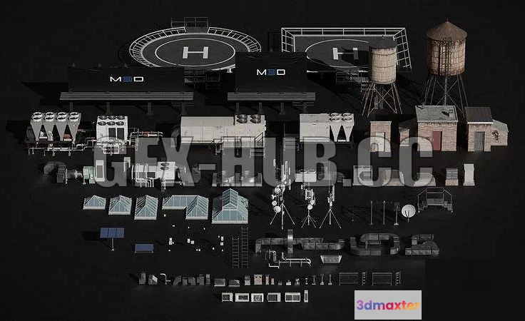 1521446 - PBR Game 3D Models - $gfx$hub$co Rooftop Props Collection 3D Max