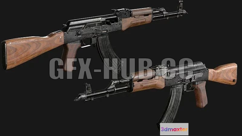 1521452 - PBR Game 3D Models - (gfx-hub (co) AKM rifle 3D Max