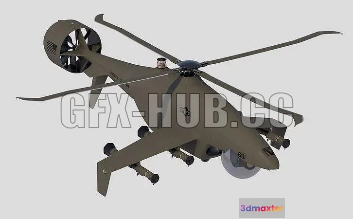 1521456 - PBR Game 3D Models - @gfx-hub.co@Sharkeye X UAS Tactical Helicopter 3D Max