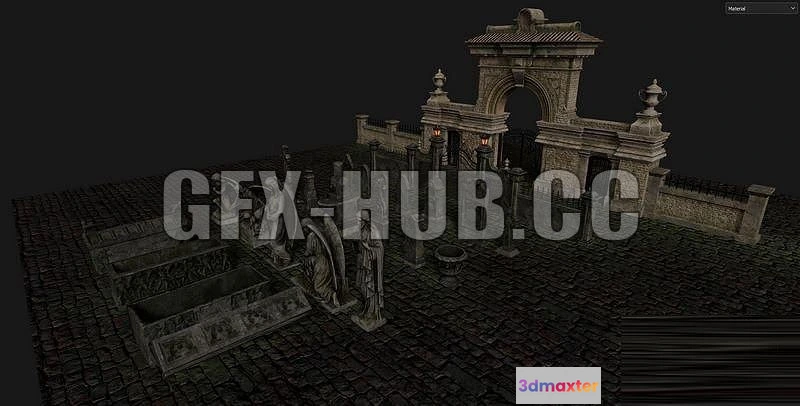 1521468 - PBR Game 3D Models - -=)G_F_X-H_U_B(=-Gothic Graveyard pack 3D Max