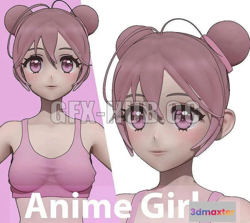 1521482 - PBR Game 3D Models - 777=gfx-hub.cc=777Anime Girl BaseMesh 3D Max