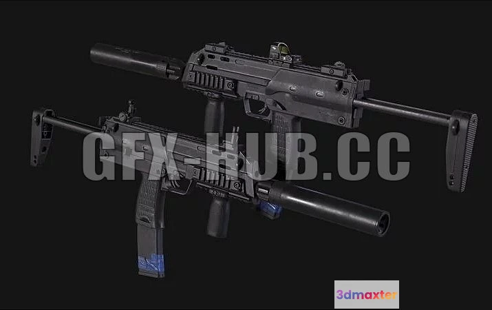 1521490 - PBR Game 3D Models - check_more#gfx-hub.cc#HK MP7 A1 submachine gun 3D Max