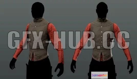 1521658 - PBR Game 3D Models - Common shirt and vest for Skywind 3D Max