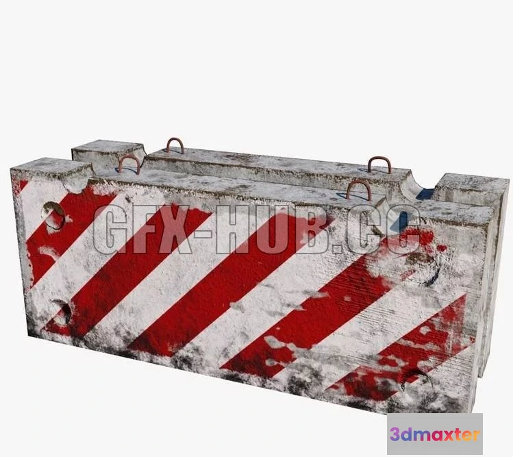 1521660 - PBR Game 3D Models - Concrete barrier 3D Max
