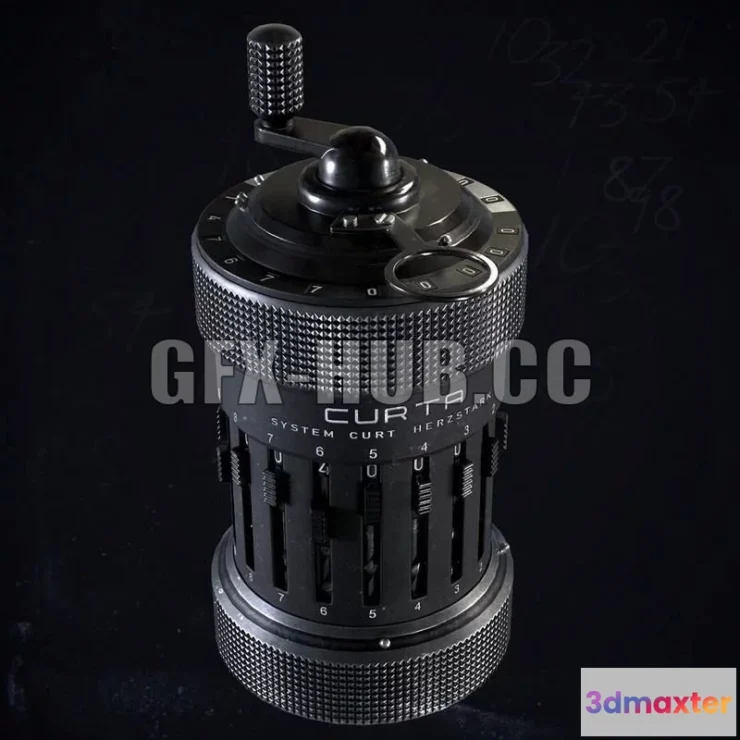 1521662 - PBR Game 3D Models - Curta Type I pocket adding machine 3D Max