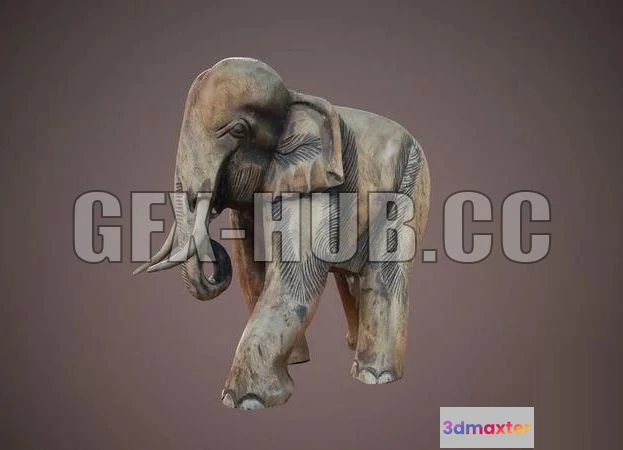 1521668 - PBR Game 3D Models - Elephant Sculpture 3D Max