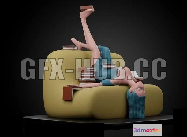 1521682 - PBR Game 3D Models - Girl relaxing 3D Max