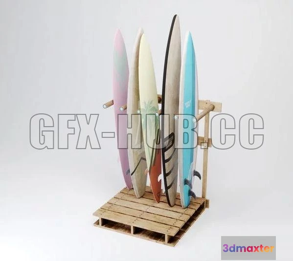 1521756 - PBR Game 3D Models - Surfboard Rack 3D Max