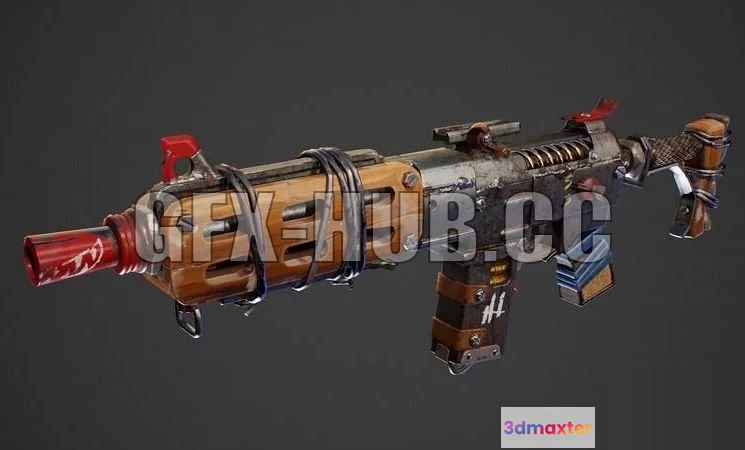1521762 - PBR Game 3D Models - The Rust Gun 3D Max