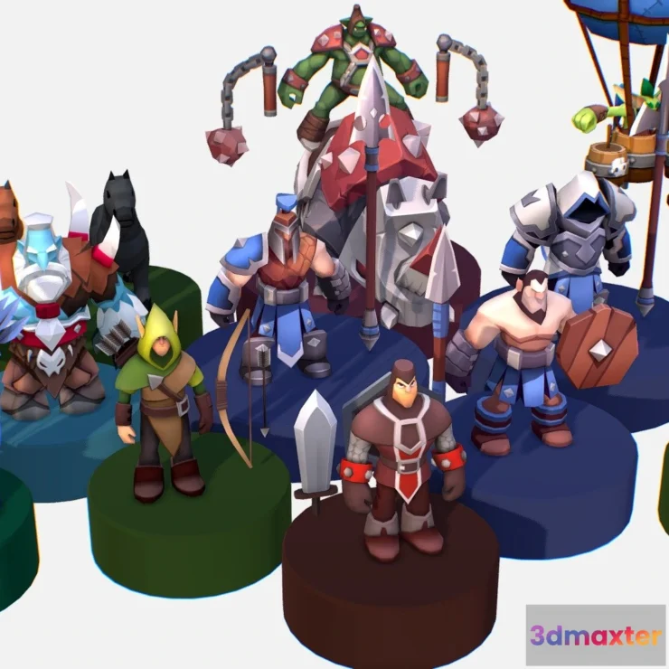 1521788 - PBR Game 3D Models - 100 Discount 13 Handpaint Medieval Character 3D Max