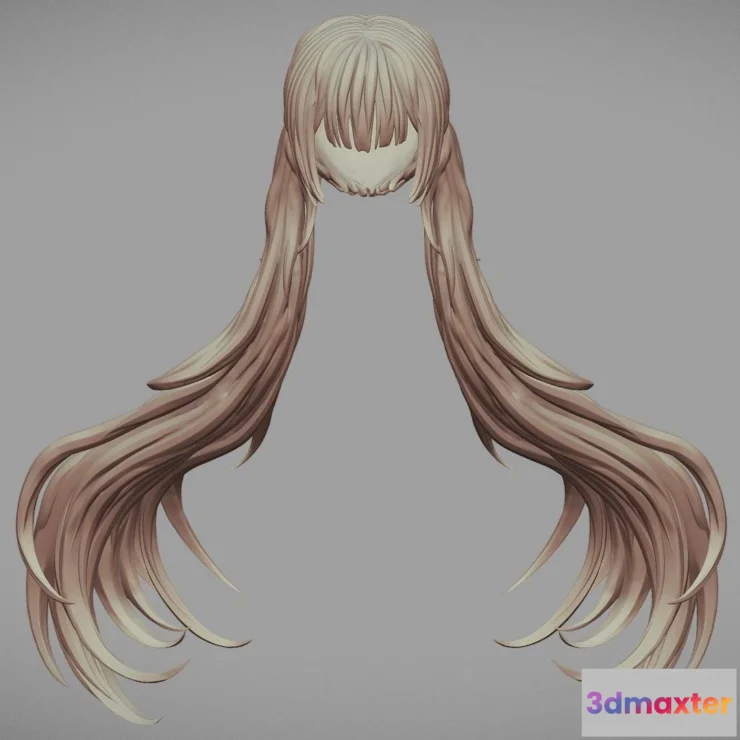 1521860 - PBR Game 3D Models - 3D Printable Stylized Hair 06 3D Max