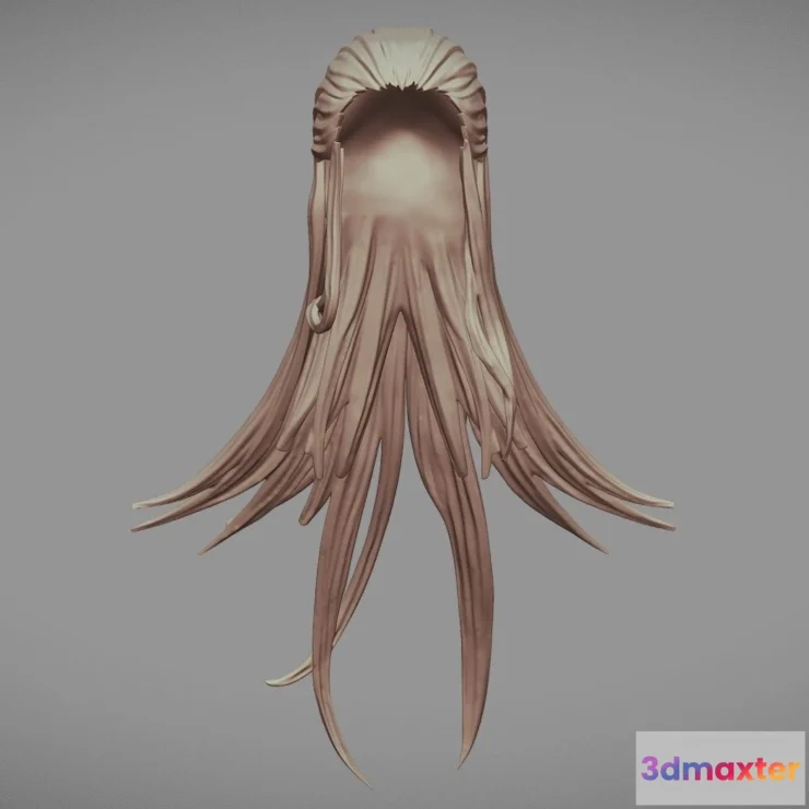 1521862 - PBR Game 3D Models - 3D Printable Stylized Hair 08 3D Max