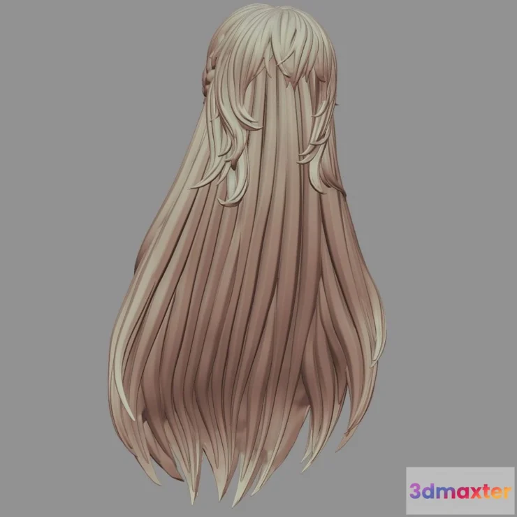 1521870 - PBR Game 3D Models - 3D Printable Stylized Hair 12 3D Max