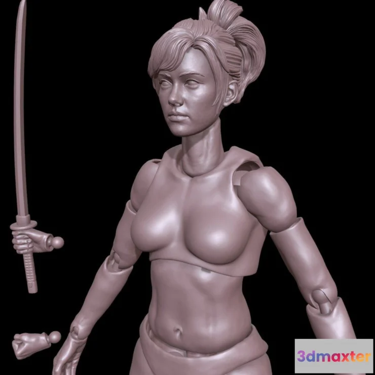1521882 - PBR Game 3D Models - 3D Printing Female Movable Action Figure Toy 3D Max
