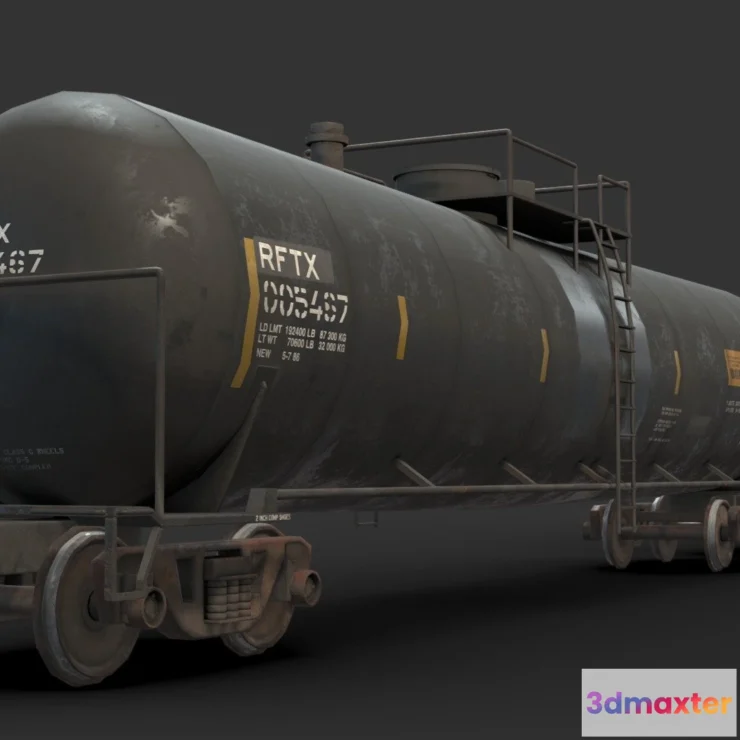 1521906 - PBR Game 3D Models - 50 Foot Tank Car 3D Max