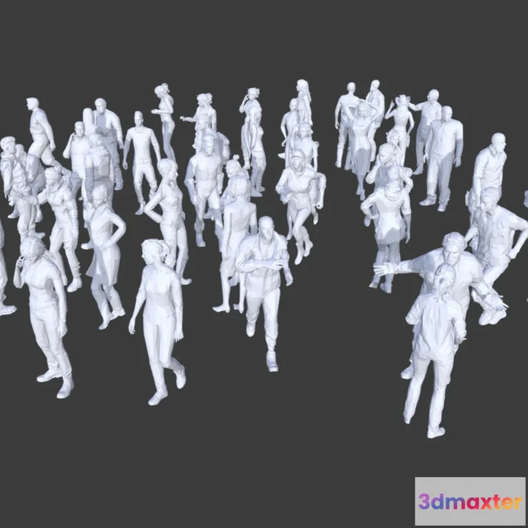 1521908 - PBR Game 3D Models - 50 Low Poly People Collection 1 3D Max