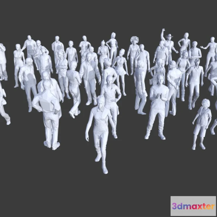 1521910 - PBR Game 3D Models - 50 Low Poly People Collection Pack 2 3D Max