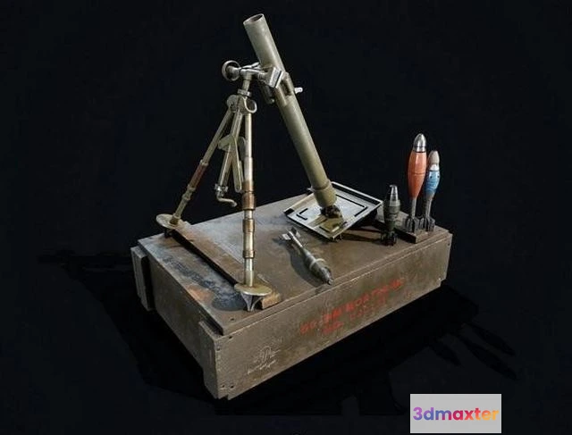 1521920 - PBR Game 3D Models - 60mm M2 Light Infantry Mortar 3D Max