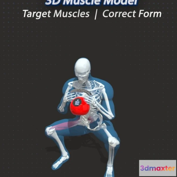 1521930 - PBR Game 3D Models - 70 Kettlebell Squat 3D Max