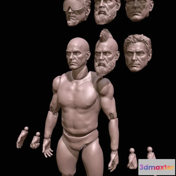 1521968 - PBR Game 3D Models - Action Figure 3D Printing Male Movable Body 3D Max