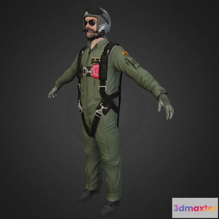 1521998 - PBR Game 3D Models - Aircraft Pilot 3D Max