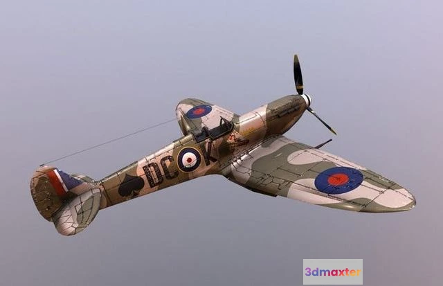 1522006 - PBR Game 3D Models - Airplane fighter plane spitfire 3D Max