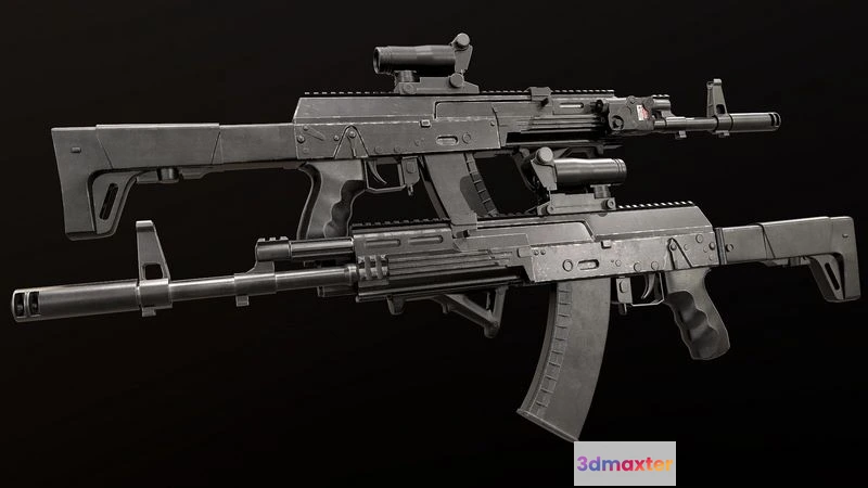 1522008 - PBR Game 3D Models - AK-12 Low-poly 3D Max