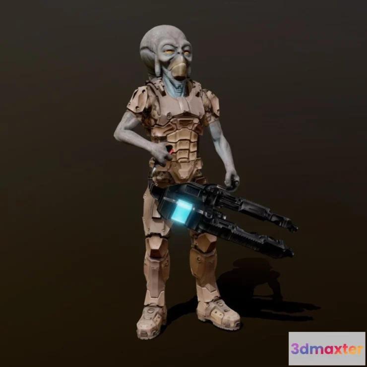 1522032 - PBR Game 3D Models - Alien Infantry Trooper Animations 3D Max