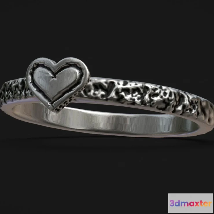 1522076 - PBR Game 3D Models - Anel Little Heart Prata 3D Max