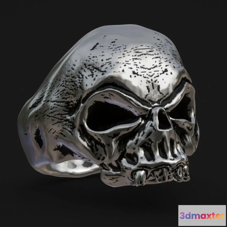 1522080 - PBR Game 3D Models - Anel Skull Cortex Prata 3D Max