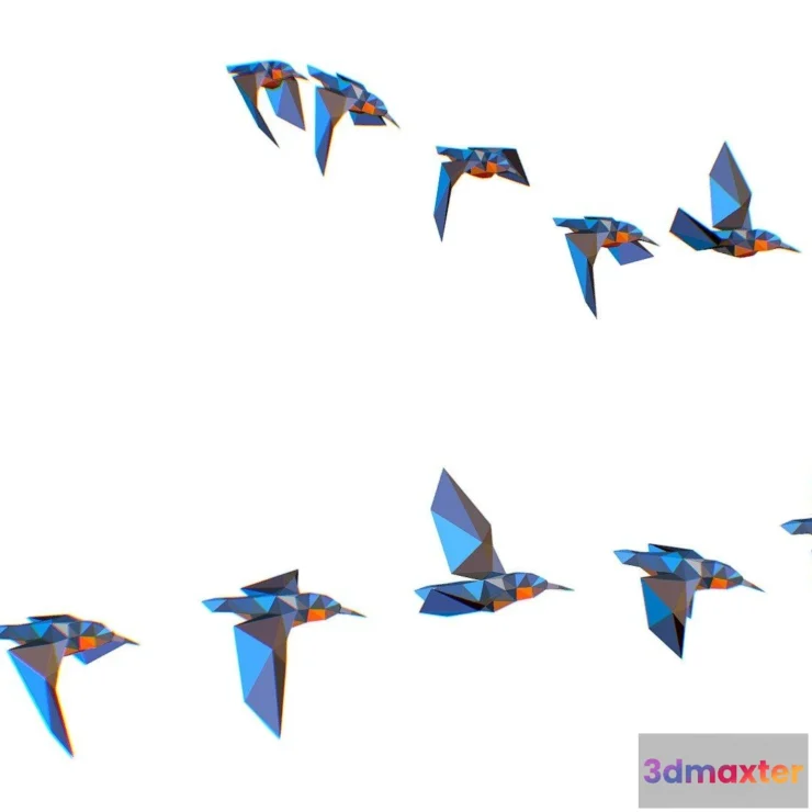 1522092 - PBR Game 3D Models - Animated Flock Birds Lowpoly Art Style 3D Max
