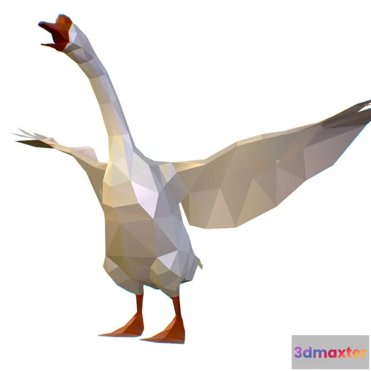 1522116 - PBR Game 3D Models - Animated White Goose Lowpoly Art Style 3D Max