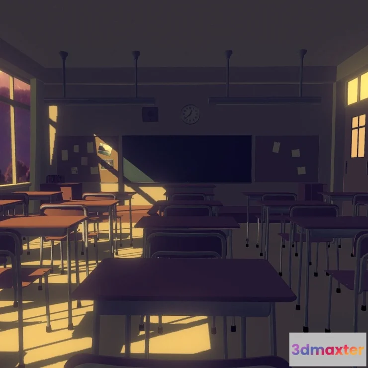 1522122 - PBR Game 3D Models - Anime Class Room 3D Max