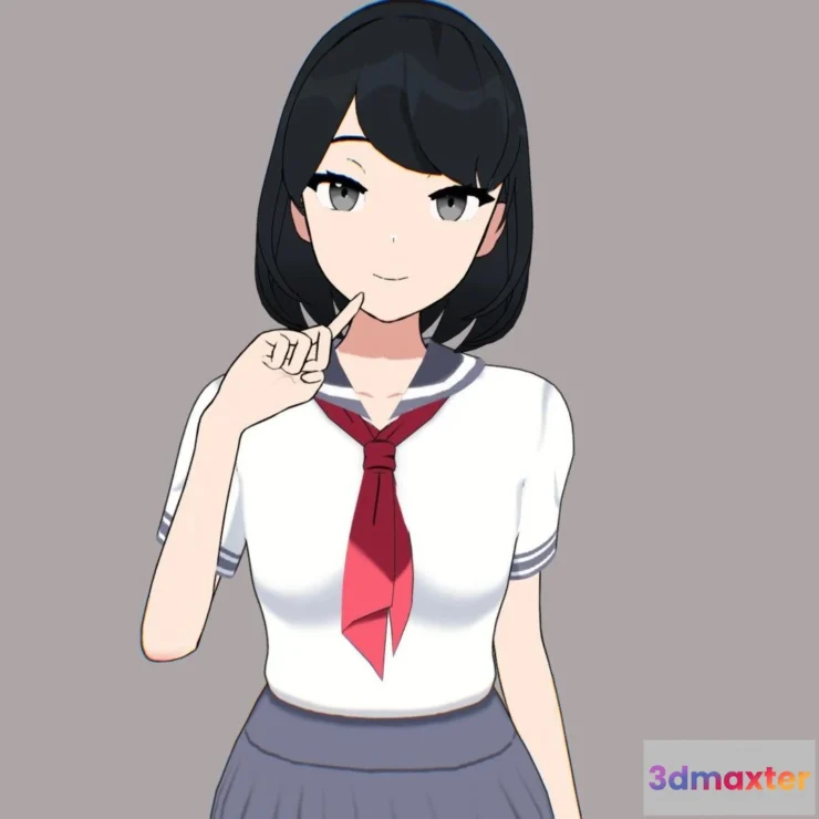 1522136 - PBR Game 3D Models - Anime Girl Student 4 3D Max