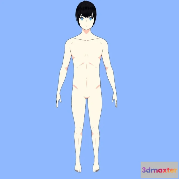 1522146 - PBR Game 3D Models - Anime Male Base Mesh 3D Max