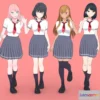 1522148 - PBR Game 3D Models - Anime Student Girls 3D Collection 3D Max