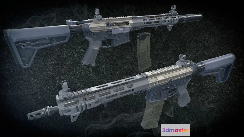 1522172 - PBR Game 3D Models - AR 15 Low-poly 3D Max
