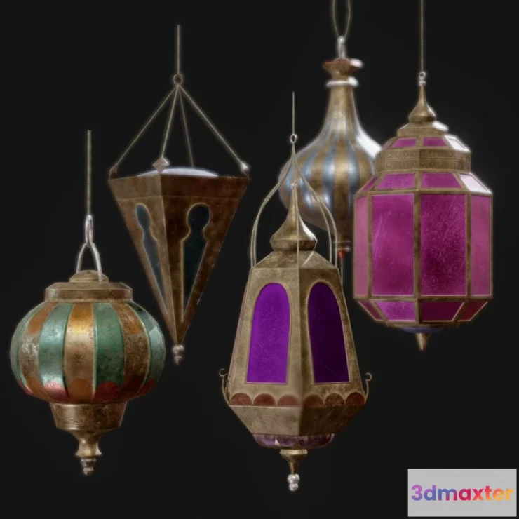 1522180 - PBR Game 3D Models - Arabian Hanging Lamps 3D Max