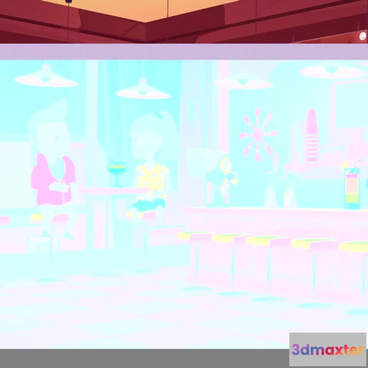 1522256 - PBR Game 3D Models - Bar Store Coffee Shop Interior Lowpoly 3D Max