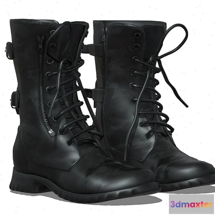 1522318 - PBR Game 3D Models - Black Boots 3D Max