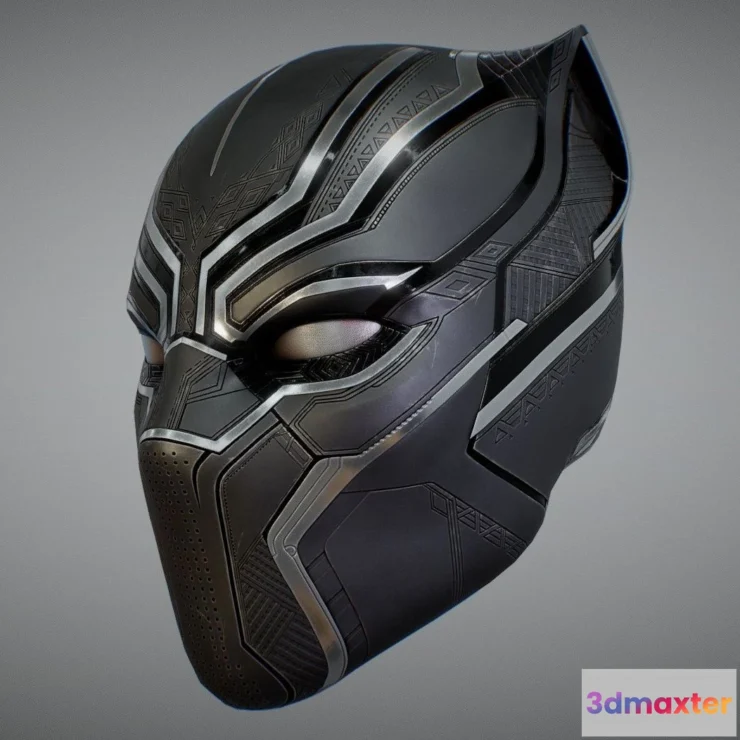 1522324 - PBR Game 3D Models - Black Panther Mask 3D Max