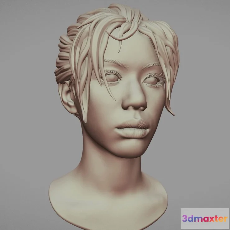 1522332 - PBR Game 3D Models - Black Woman Head 3 3D Max