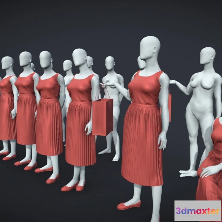 1522338 - PBR Game 3D Models - Blenderrig Female Mannequin Set For Sculpting 3D Max