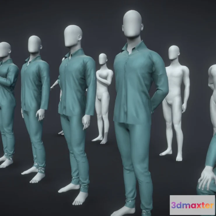 1522340 - PBR Game 3D Models - Blenderrig Male Base Mannequin Set For Sculpting 3D Max