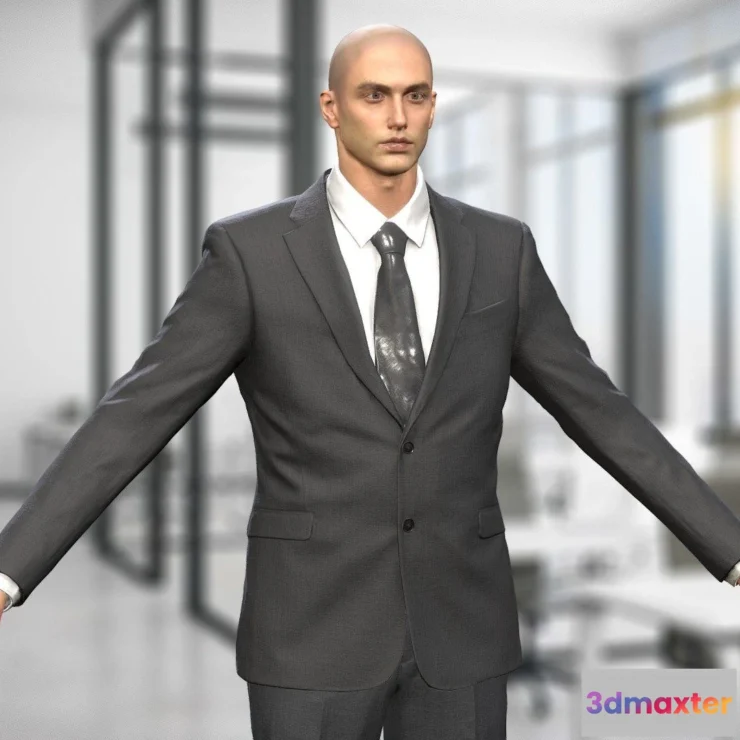 1522450 - PBR Game 3D Models - Business Man In A Black Suit Game Assests 3D Max