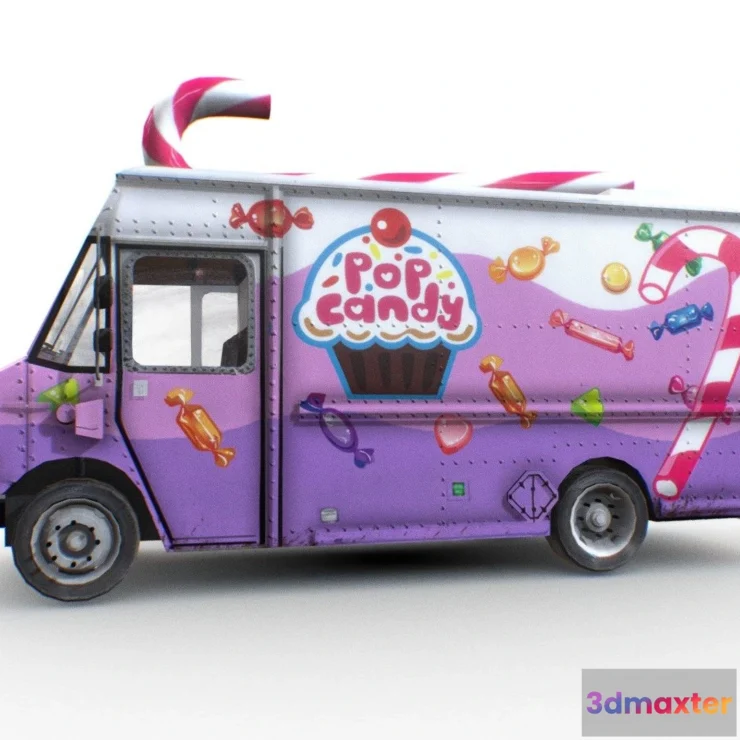 1522474 - PBR Game 3D Models - Candy Food Truck 3D Max