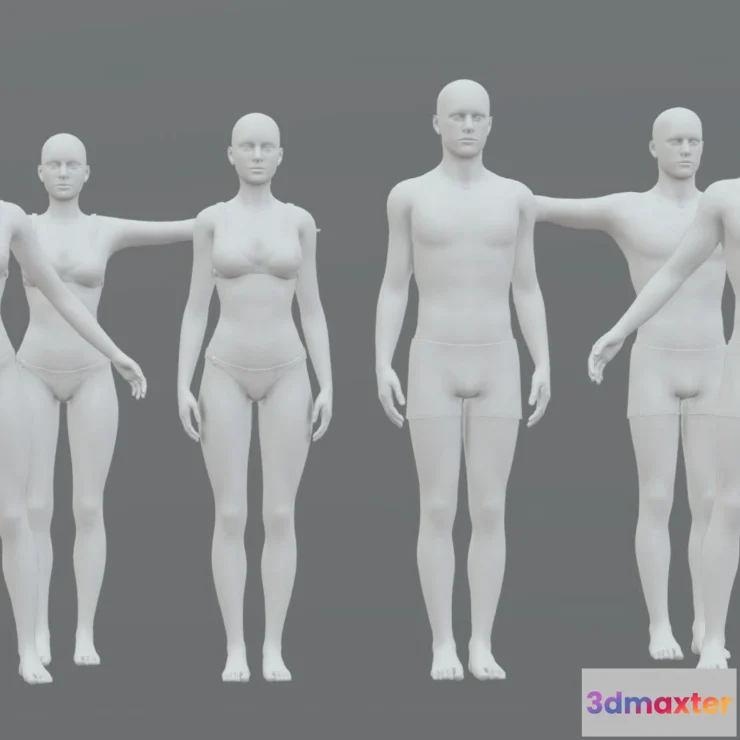 1522538 - PBR Game 3D Models - Characters Base Mesh Pack 3D Max