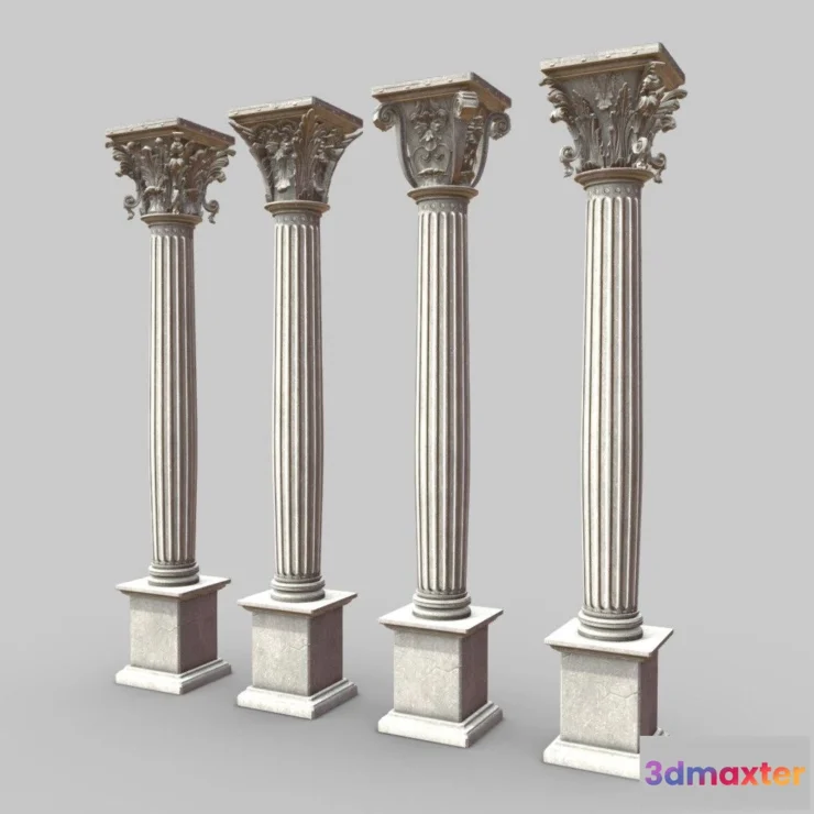 1522578 - PBR Game 3D Models - Classical Pillars V2 3D Max